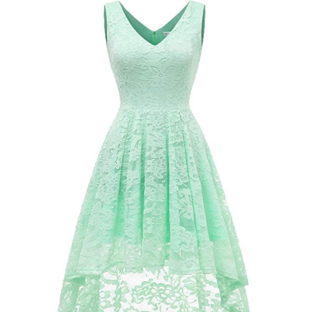 Mint Lace High-Low Dress